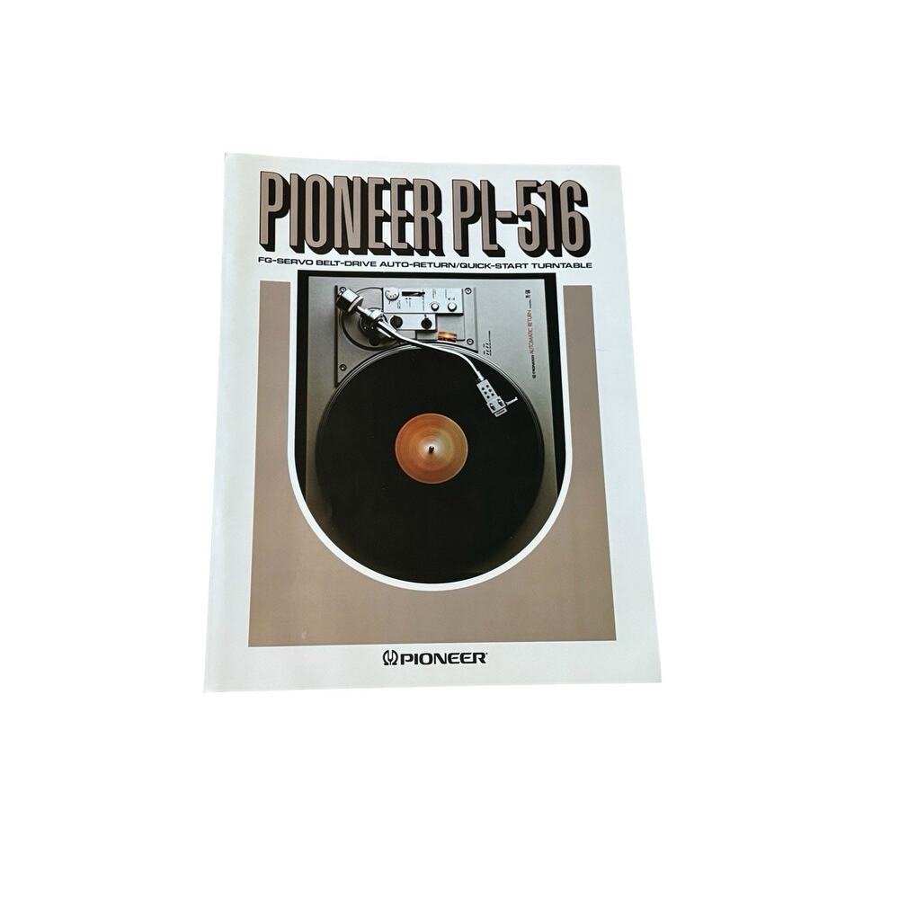 Vintage Pioneer PL-516 Turntable Brochure FG Servo Belt Drive Auto Return Audio